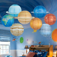 DIY Planet Paper Lanterns for Kids' Birthday & Starry Sky Theme Parties, Foldable Round Hanging Decorations