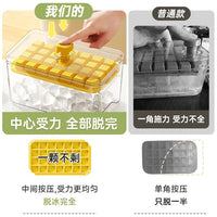 Ice Cube Tray with Press-Type Ice Maker and Storage Box, Food-Grade Household Ice Mold with Lid for Refrigerator