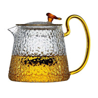 Hammered Borosilicate Glass Teapot with Infuser for Stovetop and Loose Leaf Tea