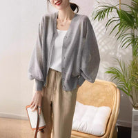 Women's Lightweight Breathable Ice Silk Knit Cardigan Sun Protection Air Conditioning Shirt