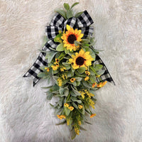 Sunflower Teardrop Door Hanging Wreath Garland for Spring Summer Home Decor