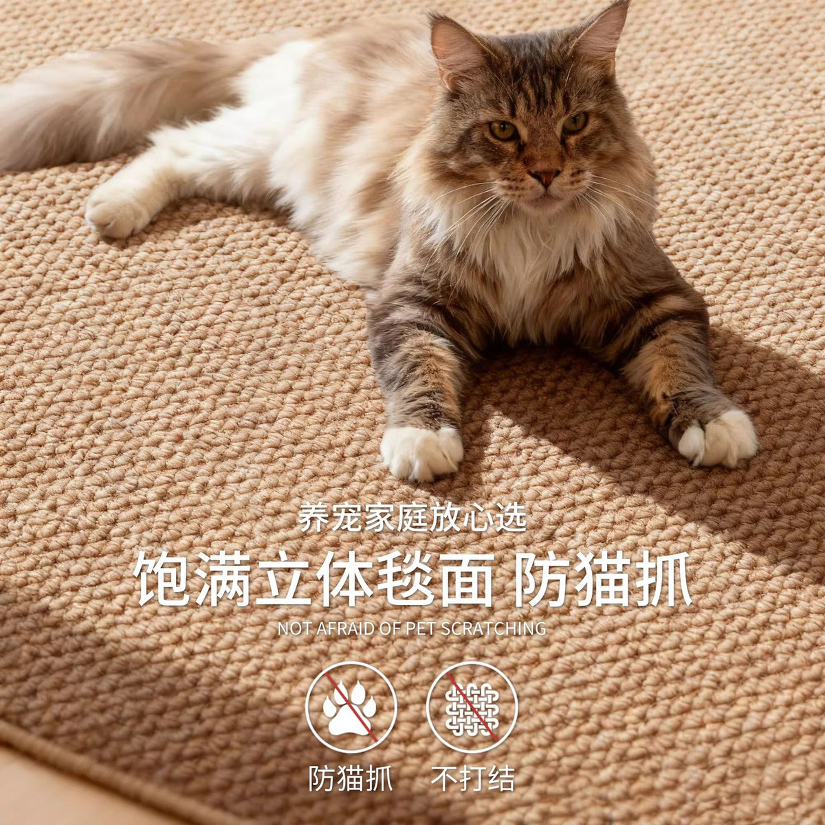 Mid-Century Style Sisal-Look Machine Washable Linen Woven Rug for Living Room & Pet Owners