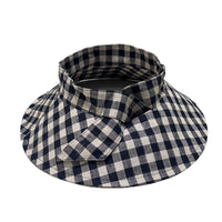 Foldable Gingham Sun Visor Hat with Wide Brim for Outdoor Protection
