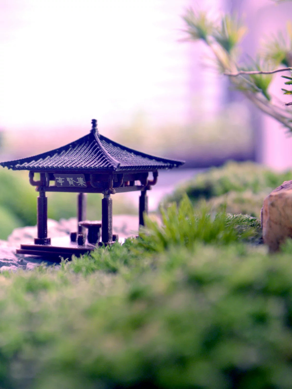 Chinese Ancient Architecture Pavilion Miniature Landscape Ornament for Bonsai Terrarium