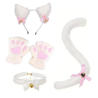 Halloween Cat Cosplay Accessory Set with Ears, Collar, Paws, and Tail