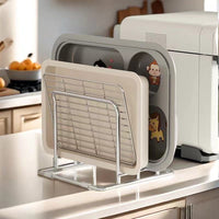 Stainless Steel Pot Lid and Chopping Board Storage Rack for Kitchen Countertop