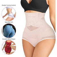Women's High-Waist Tummy Control Shaper Panties with Breathable Mesh