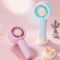 Portable Handheld Mini Fan with Stand, USB Rechargeable Personal Desk Fan