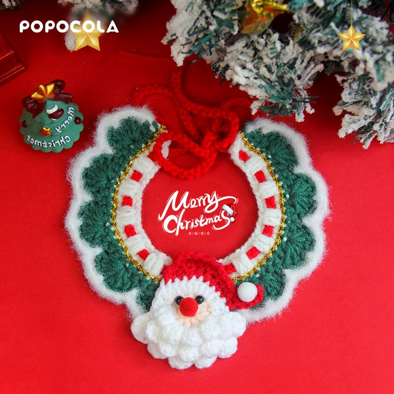 Pet Christmas Knitted Scarf and Hat Set for Cats and Small Dogs