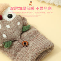 Christmas Flip-Top Half-Finger Gloves for Adults and Kids, Plush Lined Warm Winter Mittens