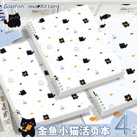 B5 Goldfish & Kitten Loose-Leaf Notebook with Detachable Coils, Thickened Cartoon Student Journal