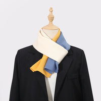 Insulated Short Knitted Scarf for Women, Korean Style Color Block Neck Warmer