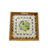 Vietnamese Rattan Woven Nordic Style Square Shell Tray for Home Living Room Coffee Table Storage