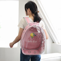 Transparent Pet Bird Carrier Backpack with Perch and Food Cups for Travel