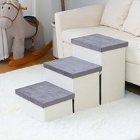 Foldable 3-Step Pet Stairs with Zippered Storage for Small Dogs, Non-Slip Dog Ladder