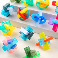 Transparent Glazed Luban Lock Puzzle Set Brain Teaser Disentanglement Toy