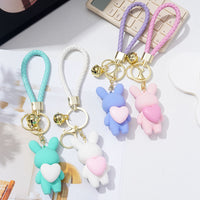Cartoon Heart Rabbit Keychain Couple Doll Woven Key Chain Car Bag Pendant Gift