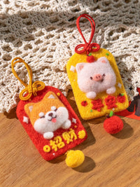 DIY Wool Felt Needle Felting Kit for Couples, Handmade Gift Doll Amulet Keychain