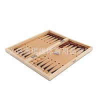 3-in-1 Wooden Chess Set with Foldable Board, Checkers, and Backgammon for Family Fun