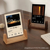 Wooden Photo Frame with U-Shaped Base, Acrylic Panel, Desktop Display for Photos