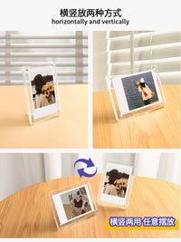 Acrylic Magnetic Photo Frame for Instant Prints and Cards, Desktop Display Stand