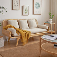 Japanese Style Solid Wood Rattan Sofa Living Room Small Apartment Homestay Sofa Chair Designer Leisure Creative Furniture