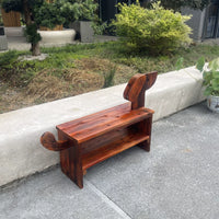 Solid Wood Outdoor Shoe Changing Bench with Storage and Decorative Dog Design, Waterproof & Mildew Proof