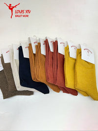 LOUIS XIV Anti-Slip Mid-Calf Cotton Ballet Dance Socks for Men and Women