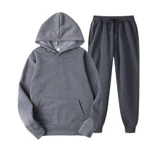Men's Solid Color Hooded Sweatshirt & Pants Set Casual Sportswear