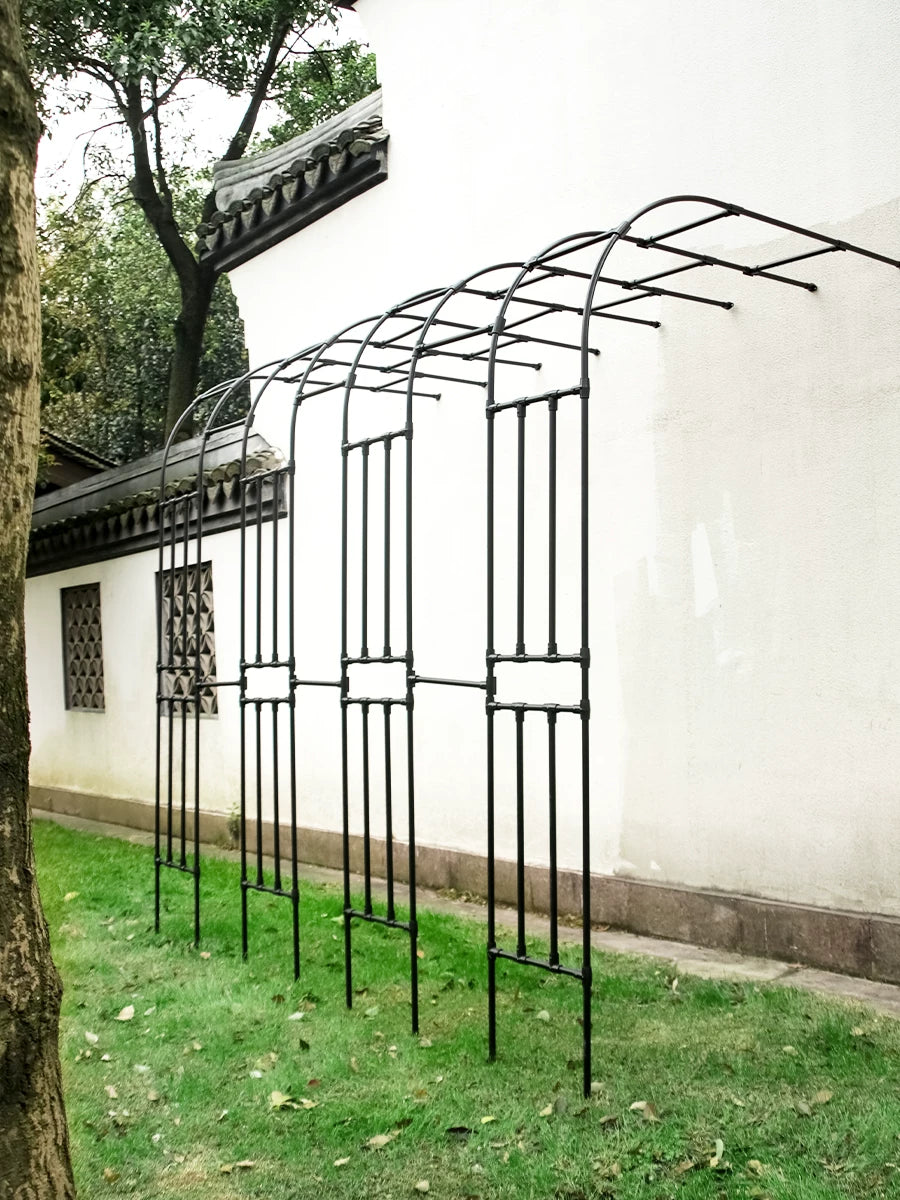 Half-Arch Garden Trellis for Climbing Plants, Roses, Clematis - Galvanized Steel or Stainless Steel
