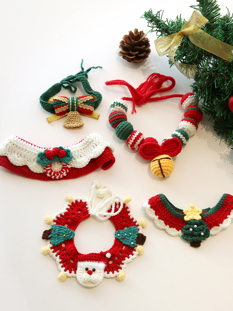 Pet Christmas Scarf and Hat Set for Cats and Small Dogs, Festive Holiday Costume Accessories