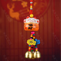 Lucky Cat Ceramic Car Charm with Bell for Safe Travels