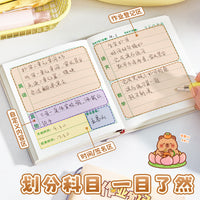 Kabaxiong Cartoon Mini Homework Planner Notebook for Students, PU Leather Cover, Thickened Portable Journal