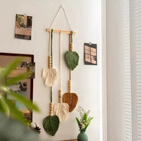 Nordic Leaf Hand-Woven Tapestry Wall Hanging for Room Decor