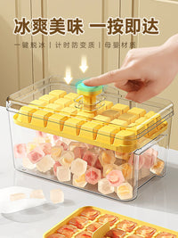 Ice Cube Tray with Lid and Storage Bin, Food-Grade Self-Made Ice Maker for Refrigerator, Press-Type Ice Cube Mold