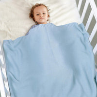 Embroidered Cotton Knitted Baby Blanket for Stroller, Nap, and Sofa