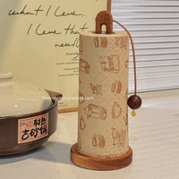 Acacia Wood Paper Towel Holder with Pendant for Kitchen Countertop or Wall Mount