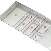 Drawer Organizer Tray Set for Desk and Cabinet, Clear Plastic Storage Box for Stationery and Small Items