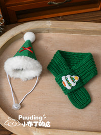 Christmas Pet Hat and Scarf Set for Small Dogs - Festive Maltese & Yorkshire Terrier Outfits