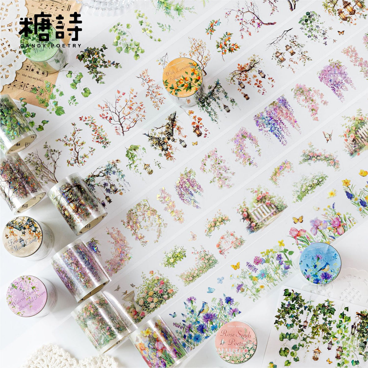 Tangshi PET Crystal Clear Die-Cut Washi Tape - Mountain Wildflower Series