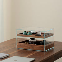 Mid-Century Walnut Display Cabinet with Glass Doors for Collectibles and Dental Supplies