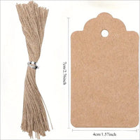 Blank Gift Tags with Jute Twine for Amazon/eBay Listings - White and Kraft Paper Hanging Labels