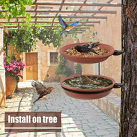 Hanging Bird Feeder and Waterer Tray Set for Garden and Outdoor Use