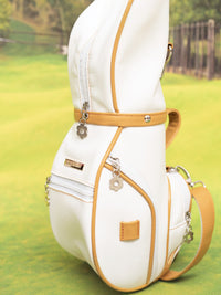 Women's Lightweight Golf Bag with Crown Decor, Portable Single Shoulder Wine Red Ball Pouch