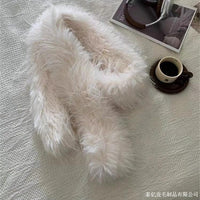 Women's Winter Tassel Plush Scarf Warm Soft Thickened Double-Layer Shawl