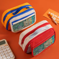 INS Vintage Large Capacity Pencil Case Multi-layer Storage Stationery Bag for Students