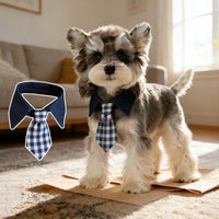 Pet Plaid Bandana Collar with Adjustable Tie for Cats and Small Dogs, Gentleman Style Photo Prop