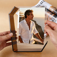 Acrylic L-Shaped Double-Sided Photo Frame for Desktop Display