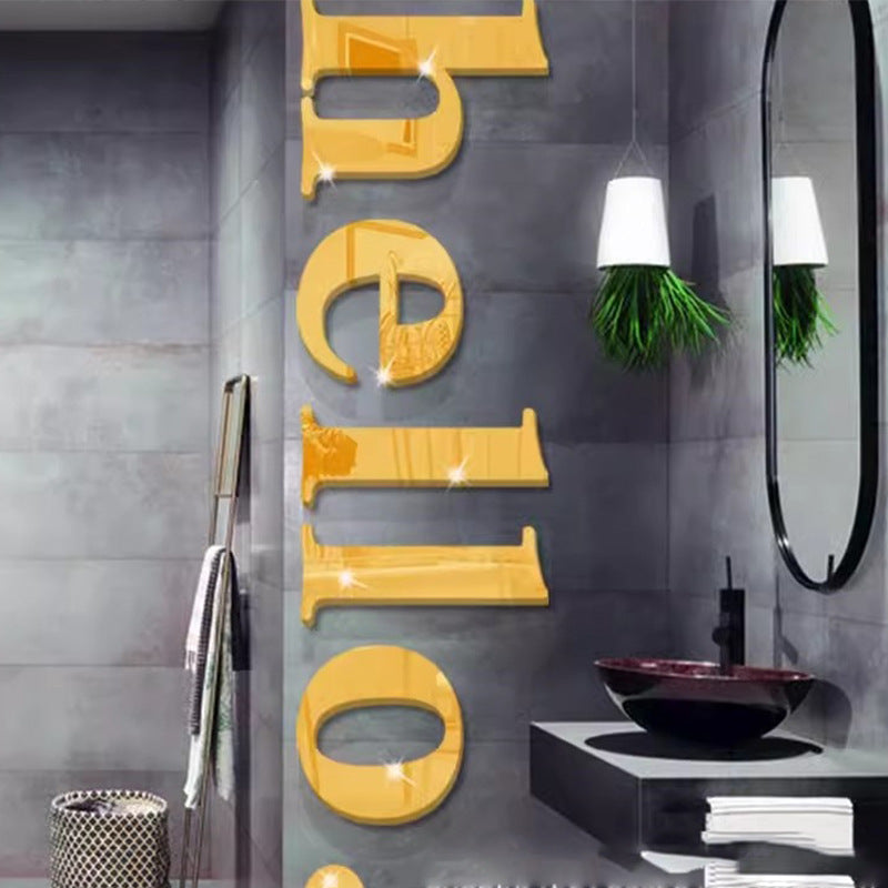 Hello Letter Acrylic 3D Wall Decal for Living Room Bathroom Dorm Decor