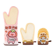 Cartoon Silicone Oven Mitts Heat Resistant Kitchen Baking Gloves with Cotton Lining